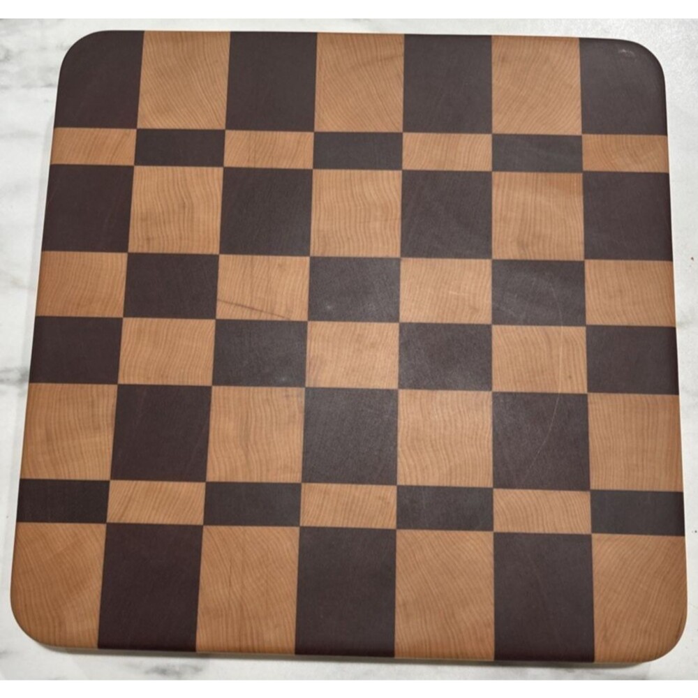 Checkered Cutting Board for Kitchen Wood End Grain Checkerboard 12x12 Refinished
